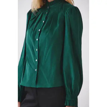 Corduroy Button Down Shirt Green