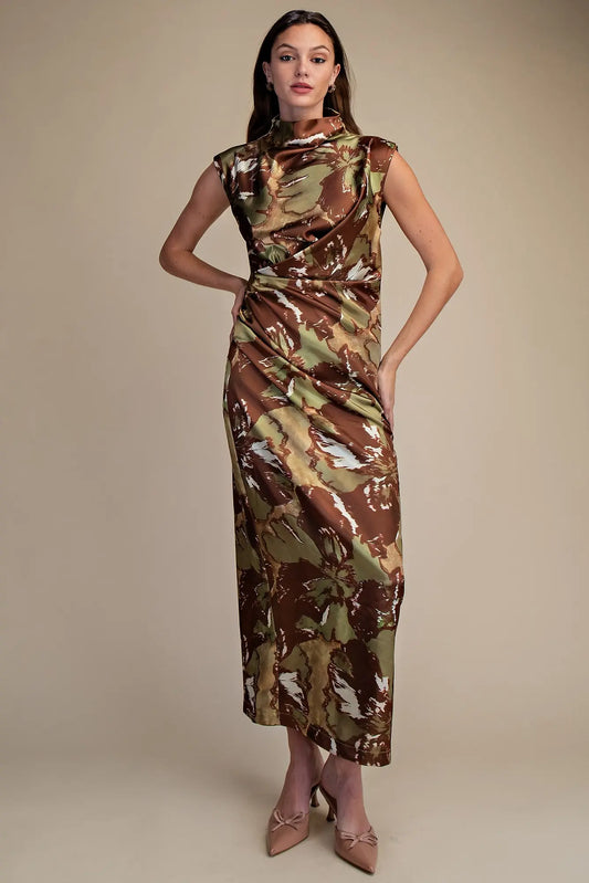 Cap Sleeve Mock Neck Dress