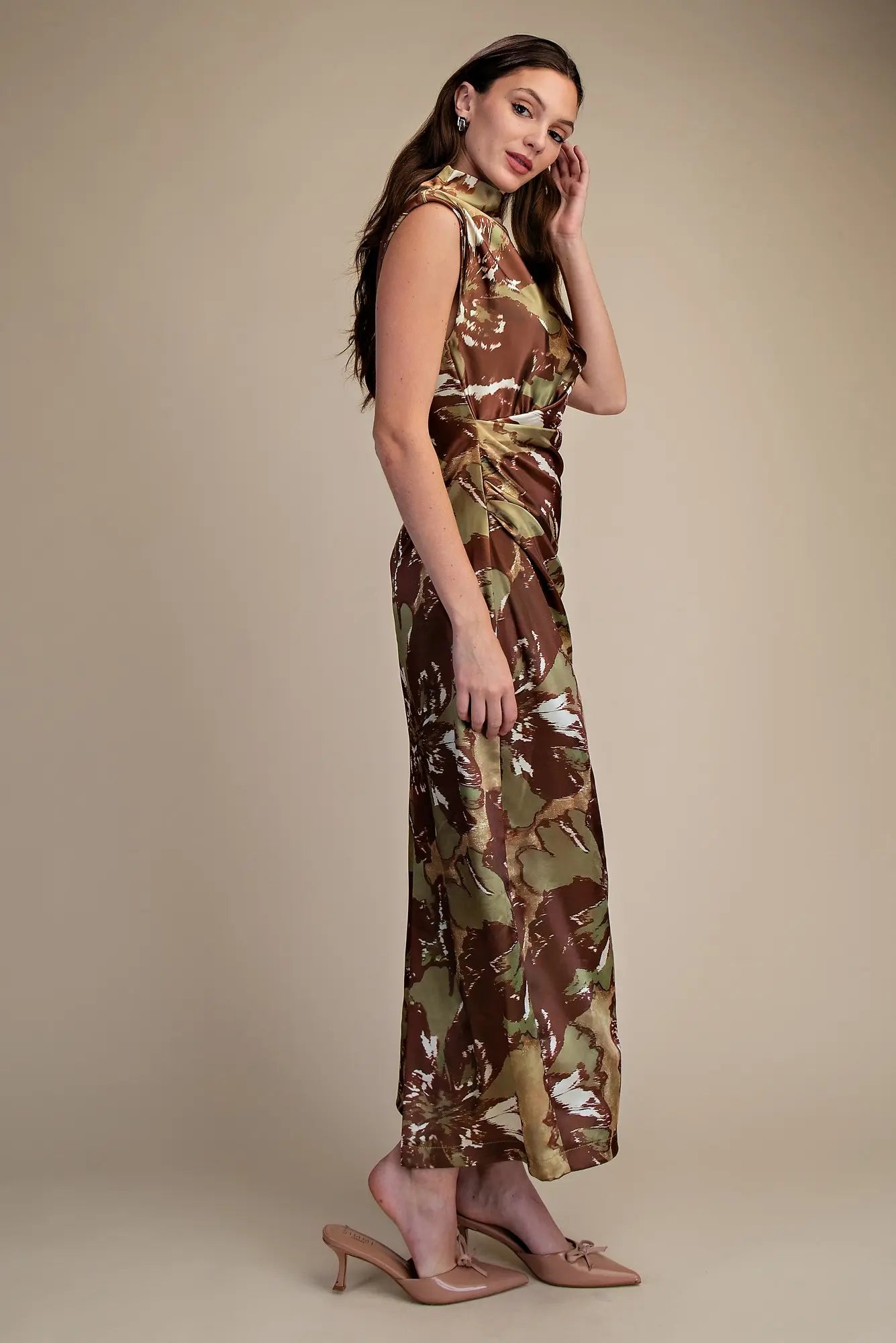 Cap Sleeve Mock Neck Dress