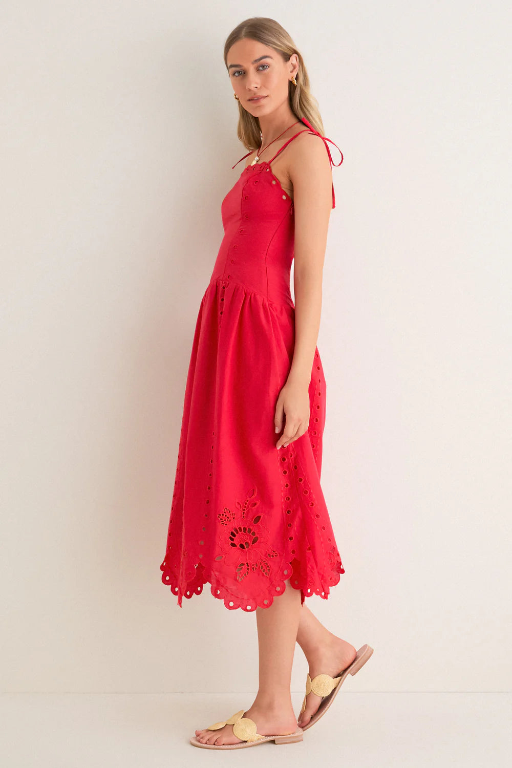 Moon River Square Neck Trim Corset Detail Midi Dress