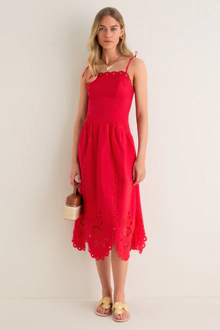 Moon River Square Neck Trim Corset Detail Midi Dress