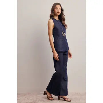 Tailored Denim Vest & Flare Pant Set