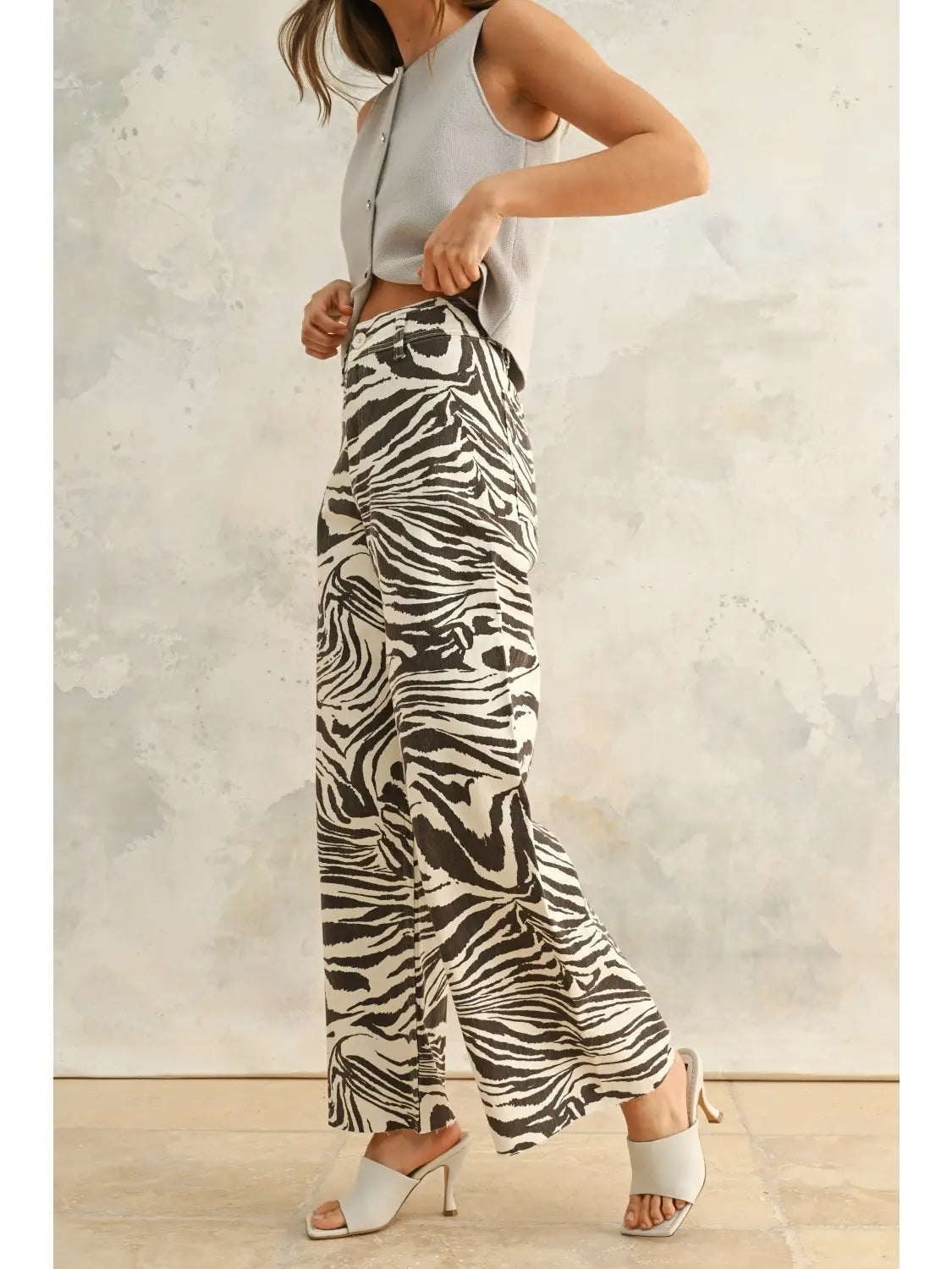 Zebra Print Stretch Pants Brown