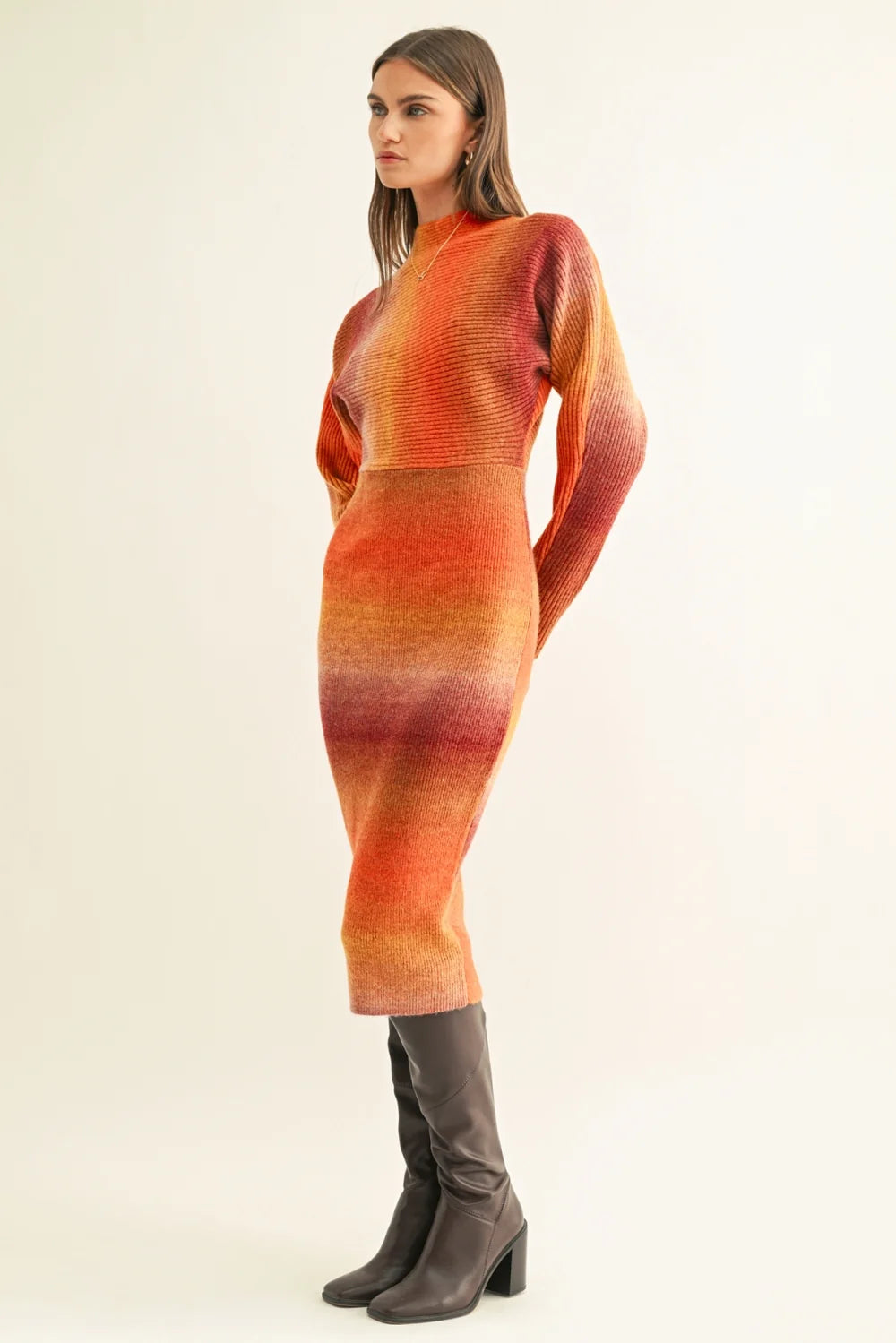 Adelyn Rae Ombre Dolman Sleeves Midi Dress