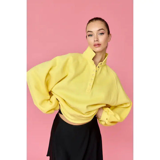 Piper Snap Button Collared Pullover Yellow