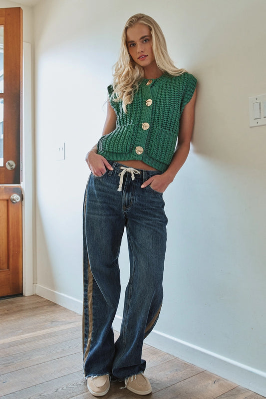 Chunky Knit Sweater Vest Teal