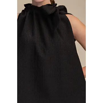 Ruffle Neck Tie Sleeveless Top