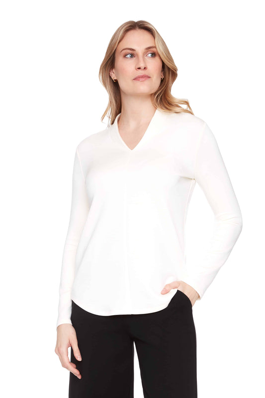 Up! Butter Long Sleeve VNeck Top Ivory
