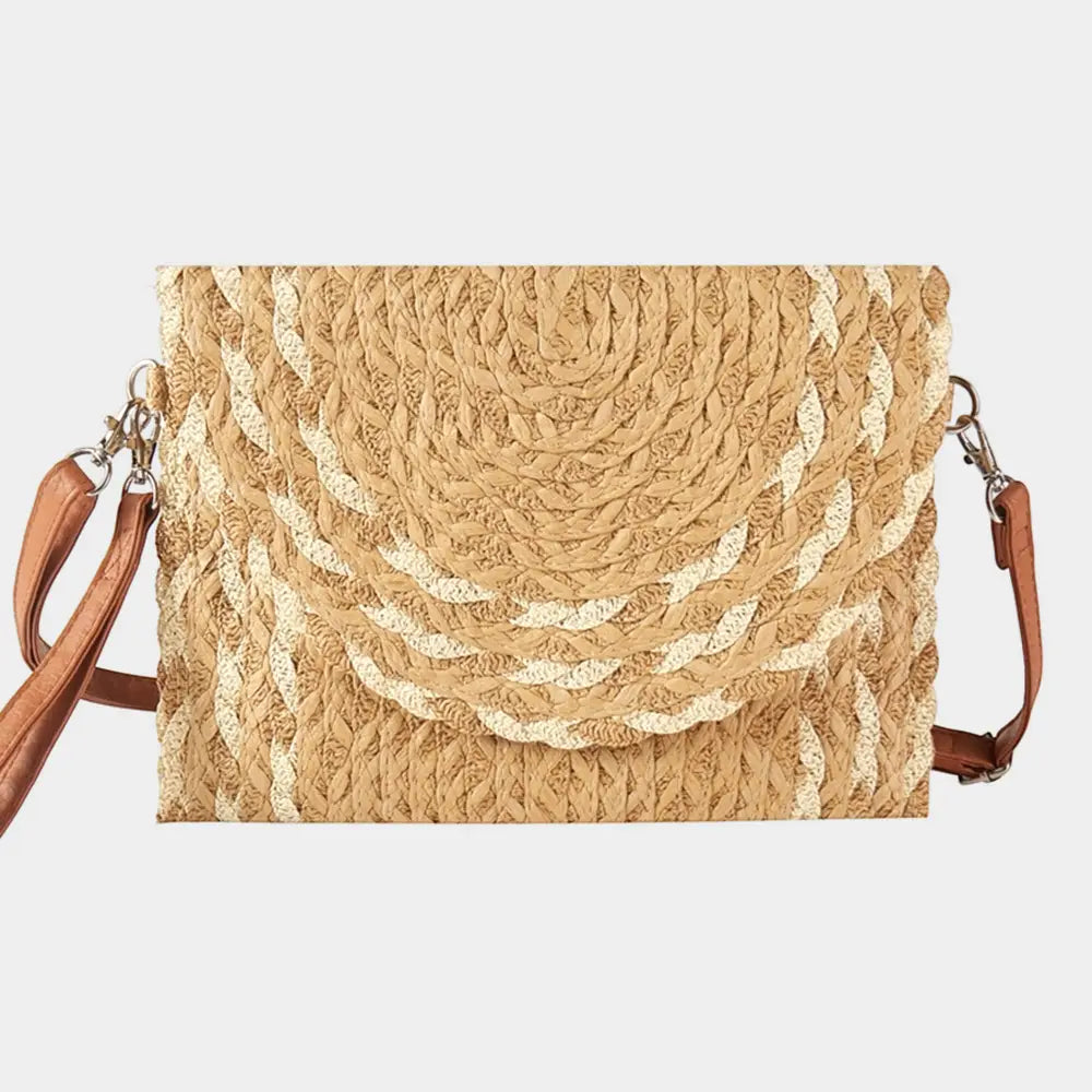 Beige Straw Clutch Crossbody