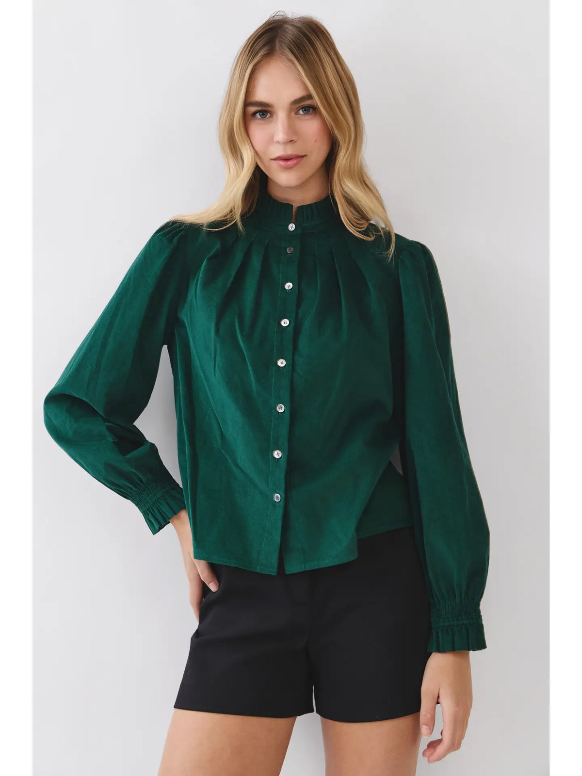 Corduroy Button Down Shirt Green