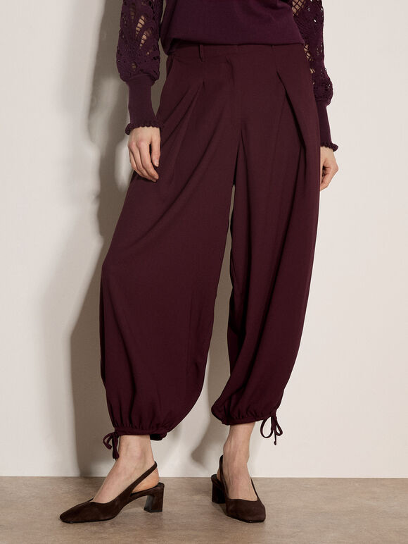 Pleated Tie Cuff Balloon Pants