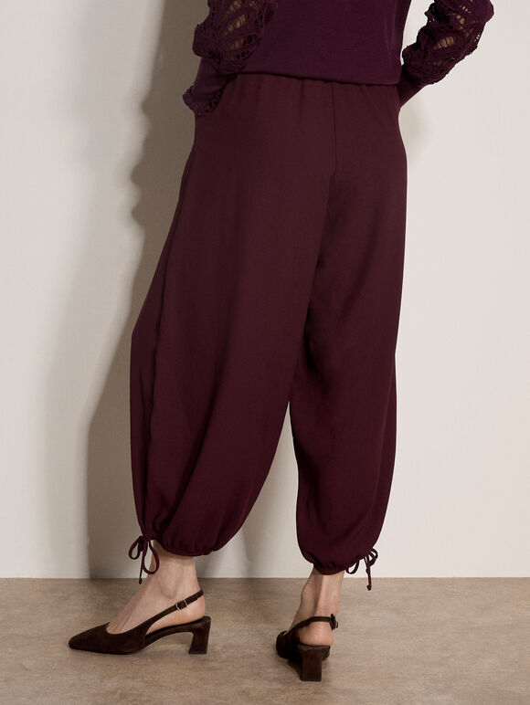 Pleated Tie Cuff Balloon Pants