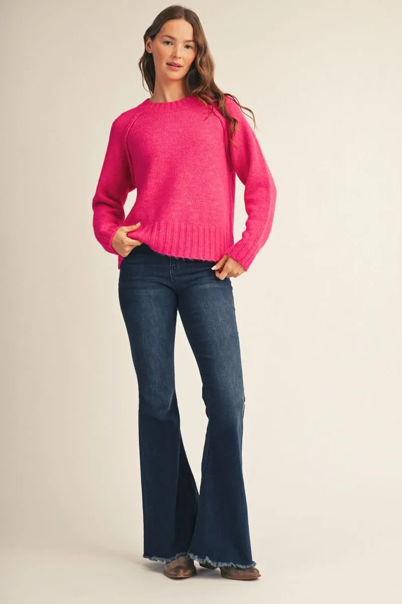 Raglan Sleeve Sweater Fuchsia