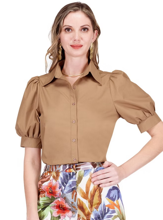 Jade S/S Blouse Camel