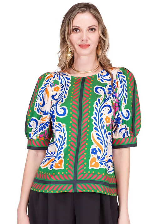 JADE Artisan Scarf Silk Top
