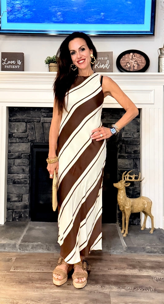 Lucy Paris Davina Dress Brown/Cream