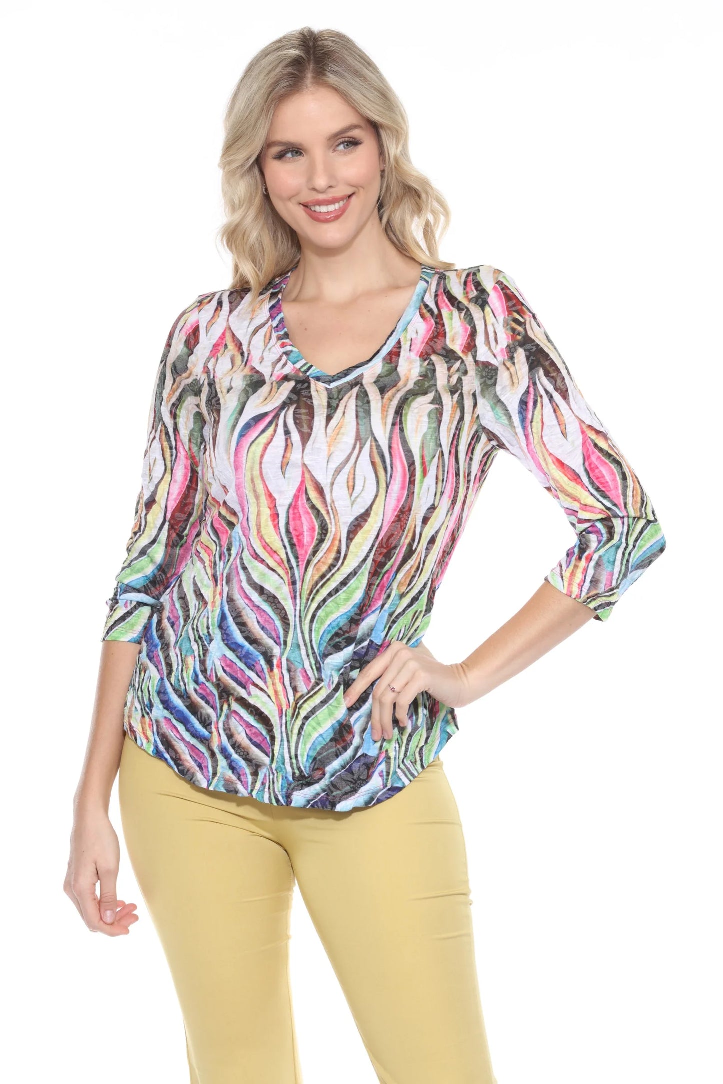 Carine Enchanged Flames V Neck Top