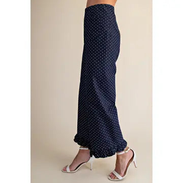Cropped Ruffled Hem Pant Navy