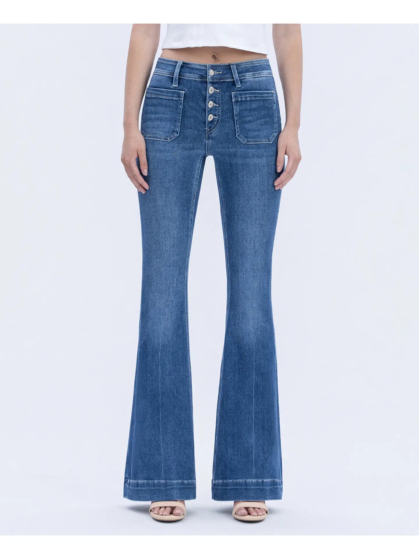 Vervet Mid Rise Flare Two Front Pocket Jean