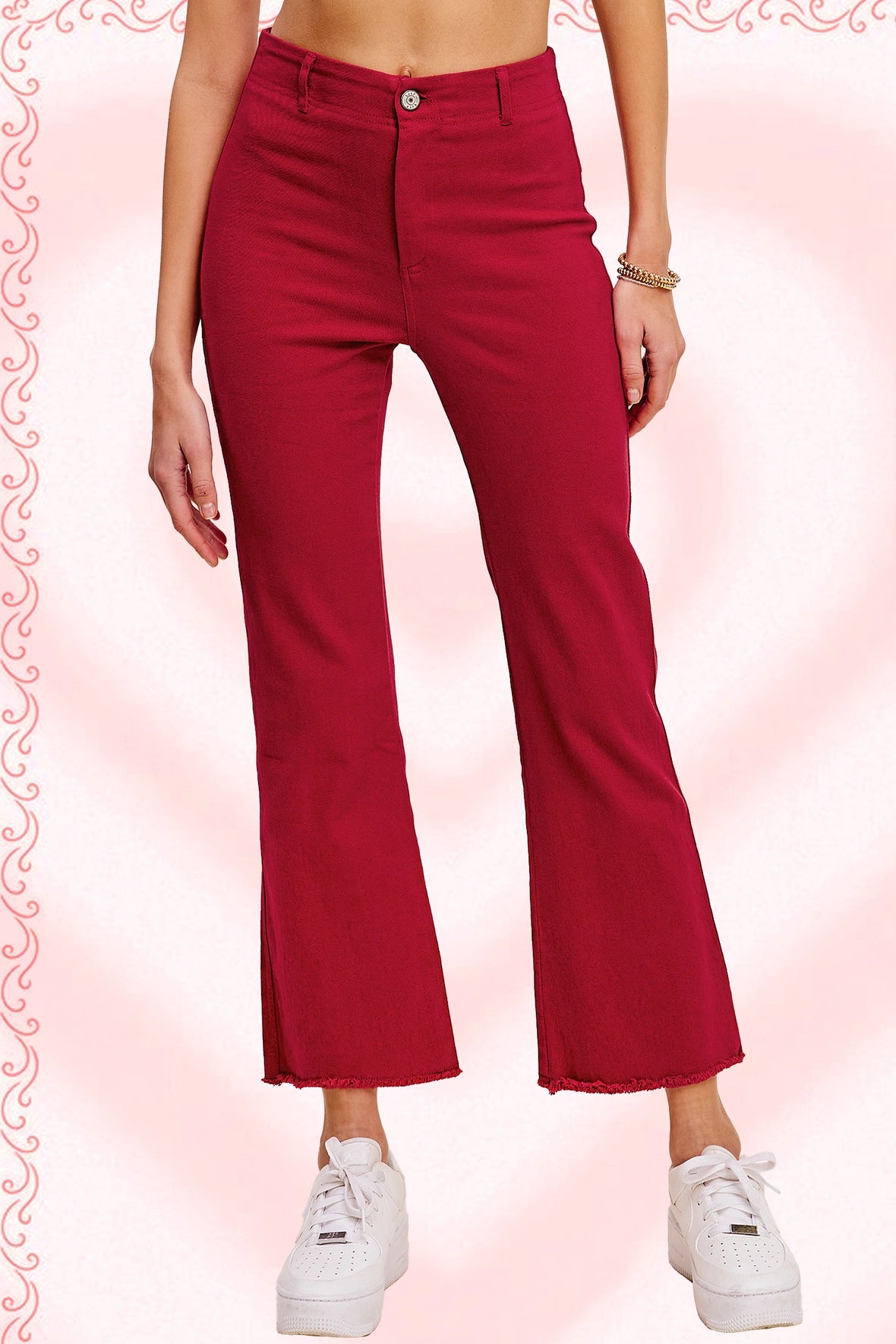 High Waisted Stretchy Crop Pants Scarlet