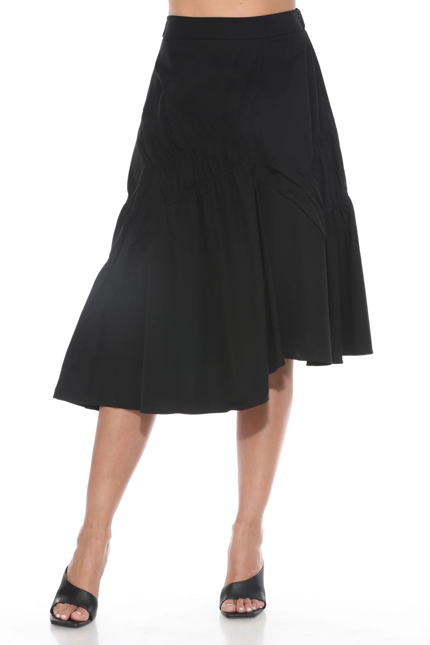 Asymmetric Flounce Skirt Black