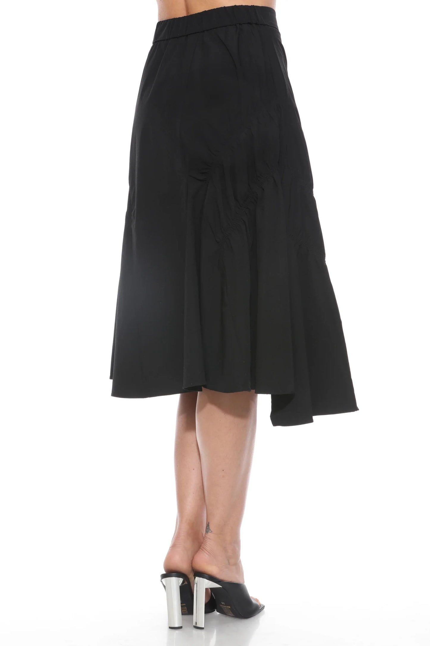 Asymmetric Flounce Skirt Black