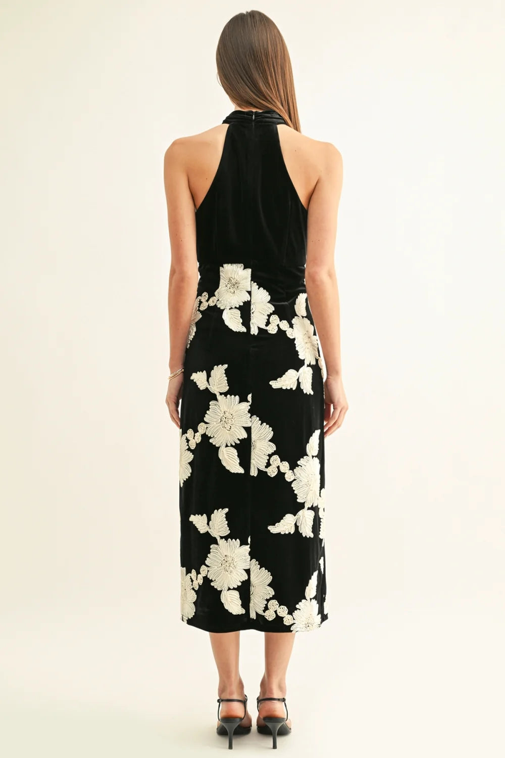adelyn rae Flower Embellished Velvet Halter