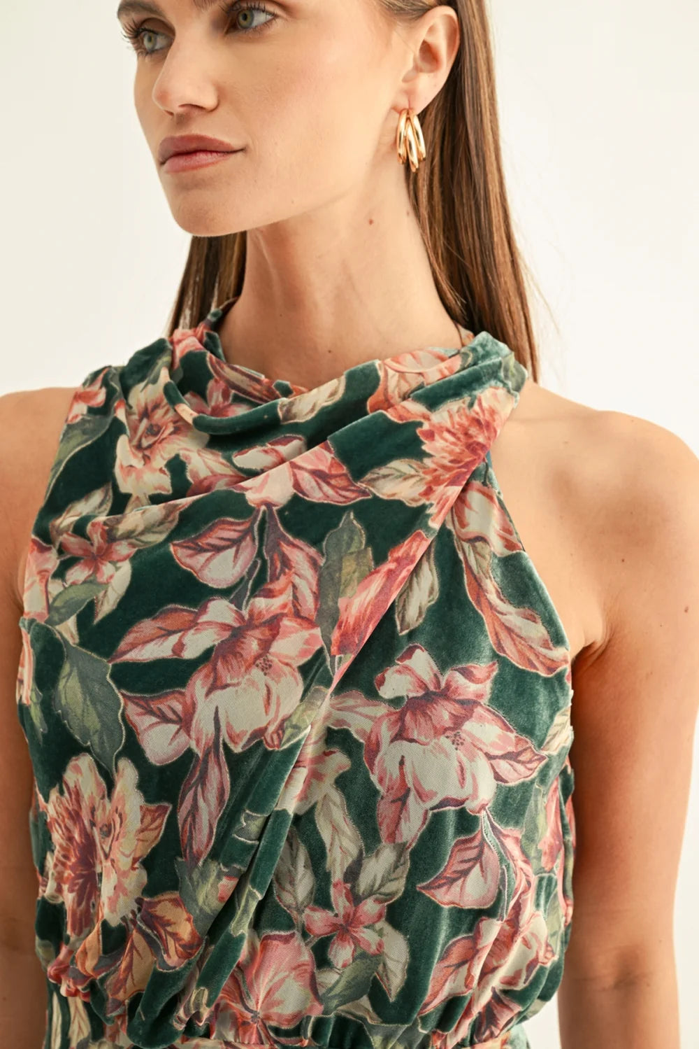 adelyn rae Velvet Draped Maxi Dress