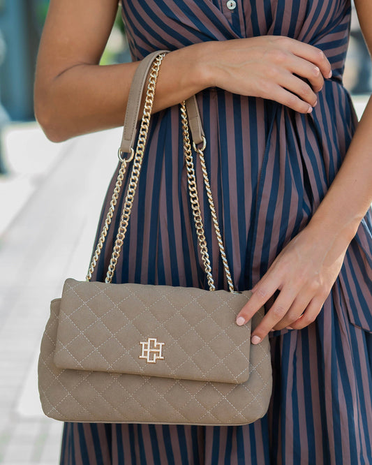 Leigh Quilted Crossbody Latte