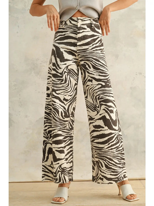 Zebra Print Stretch Pants Brown