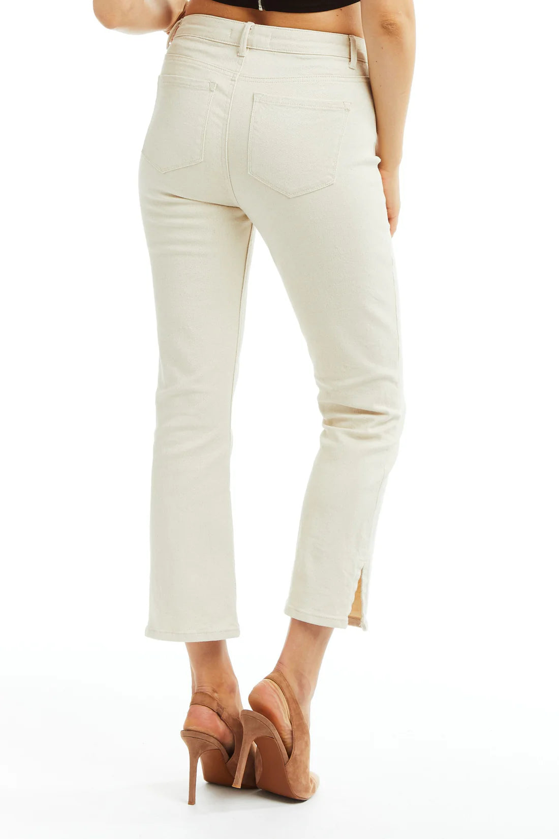 Tractr High Rise Crop Flare Stretch Shimmer Cream