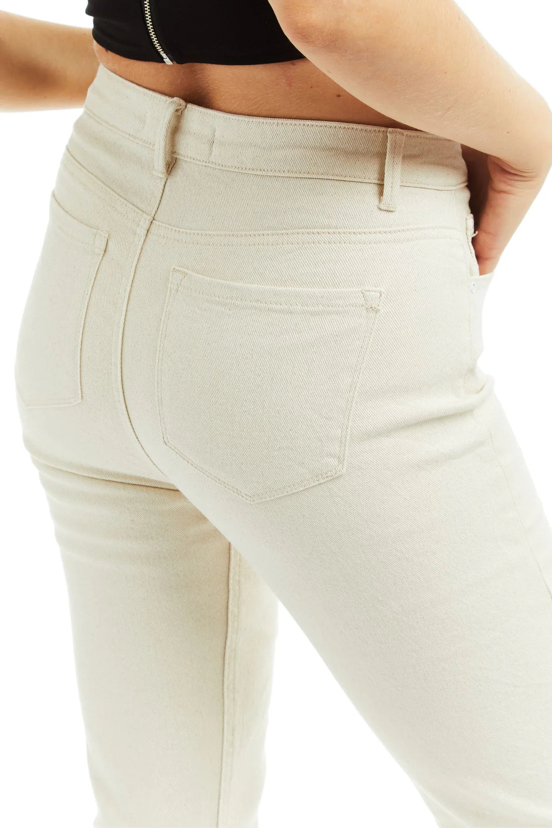 Tractr High Rise Crop Flare Stretch Shimmer Cream