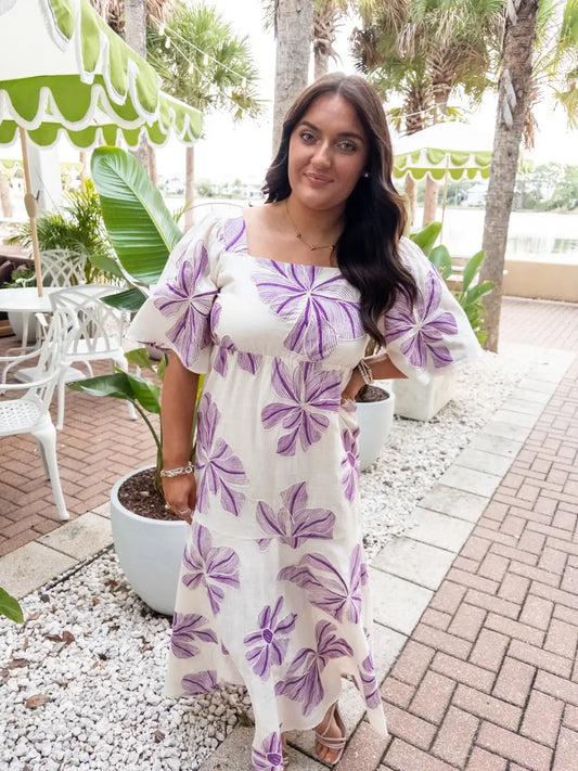 Odessa Dress Purple/Cream Floral