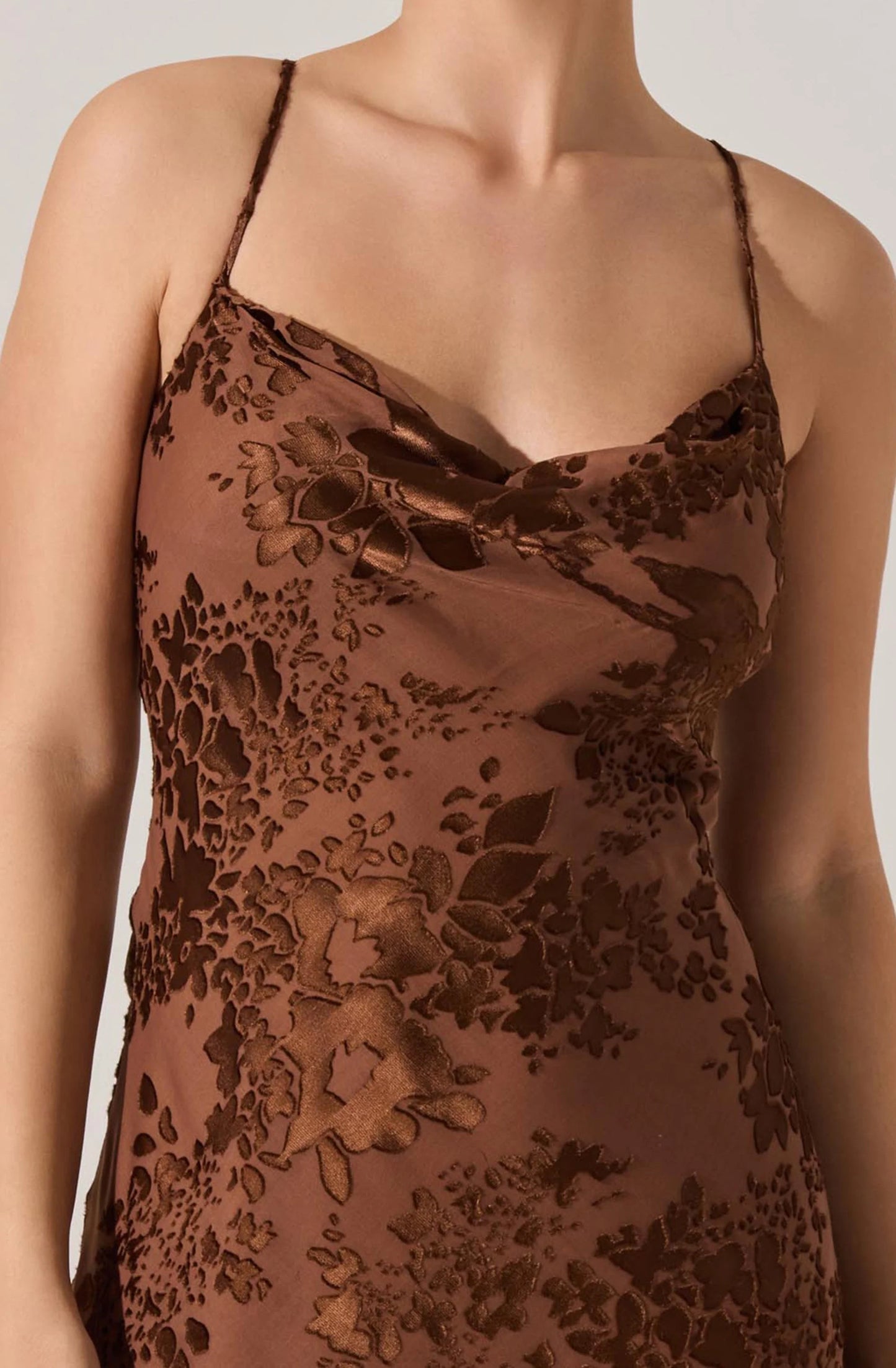 ASTR Gaia Midi Dress Brown Floral