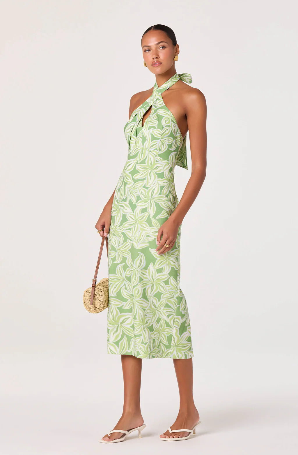 ASTR Halter Keyhole Midi Dress