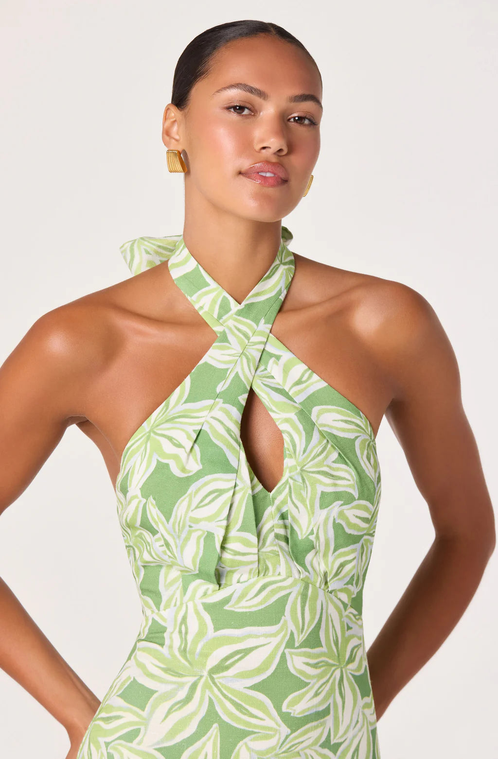 ASTR Halter Keyhole Midi Dress