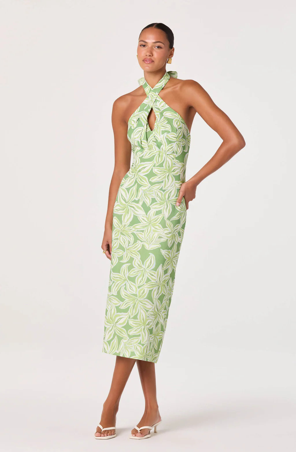 ASTR Halter Keyhole Midi Dress