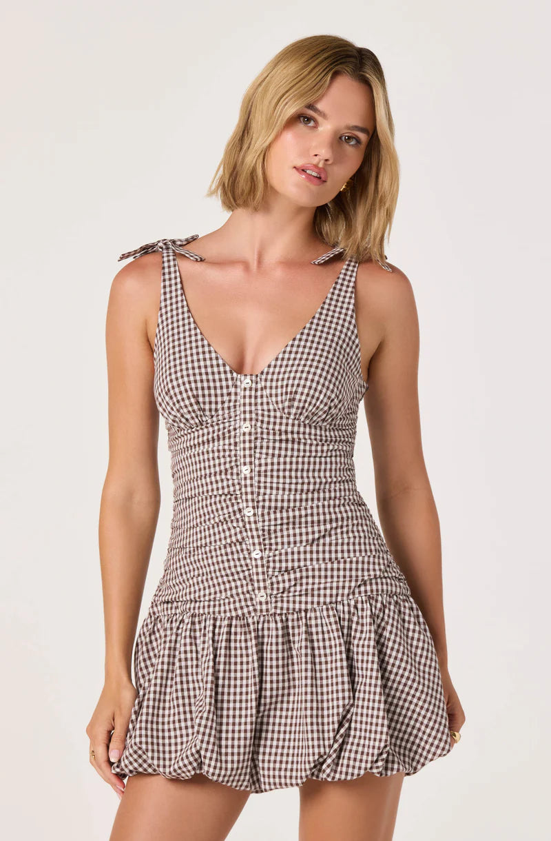 ASTR Jeliany Dress Gingham Brown