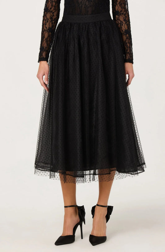 ASTR Lela Polka Dot Layered Midi Skirt