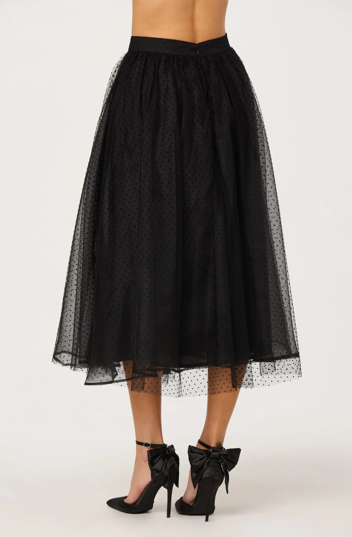 ASTR Lela Polka Dot Layered Midi Skirt