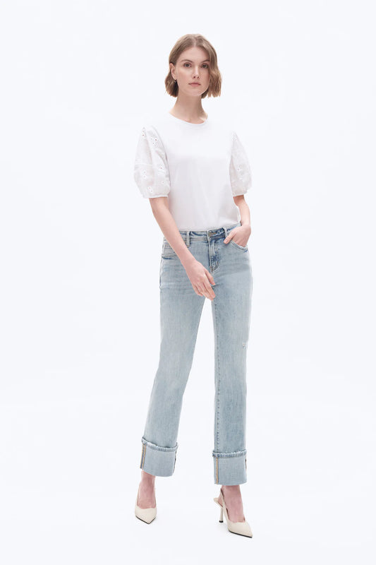Bayeas Flora Mid Rise Cuffed Jean