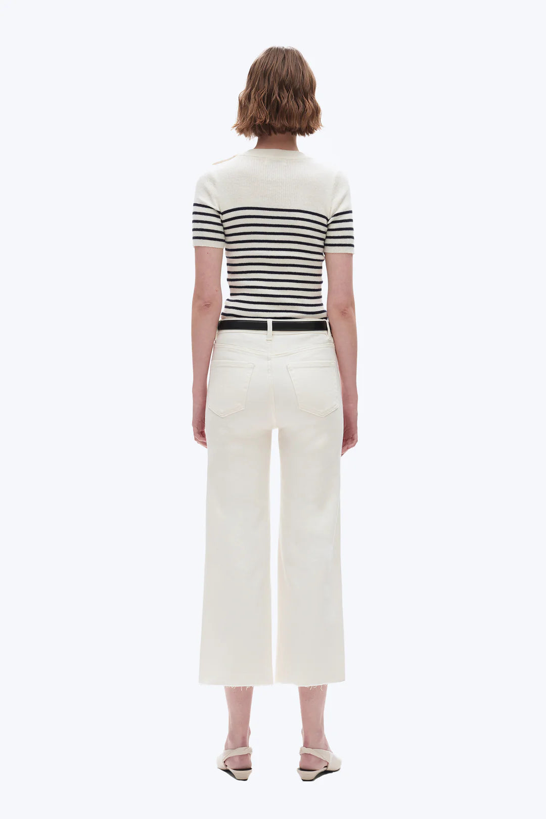 Bayeas Wide Leg Crop Jean Off White
