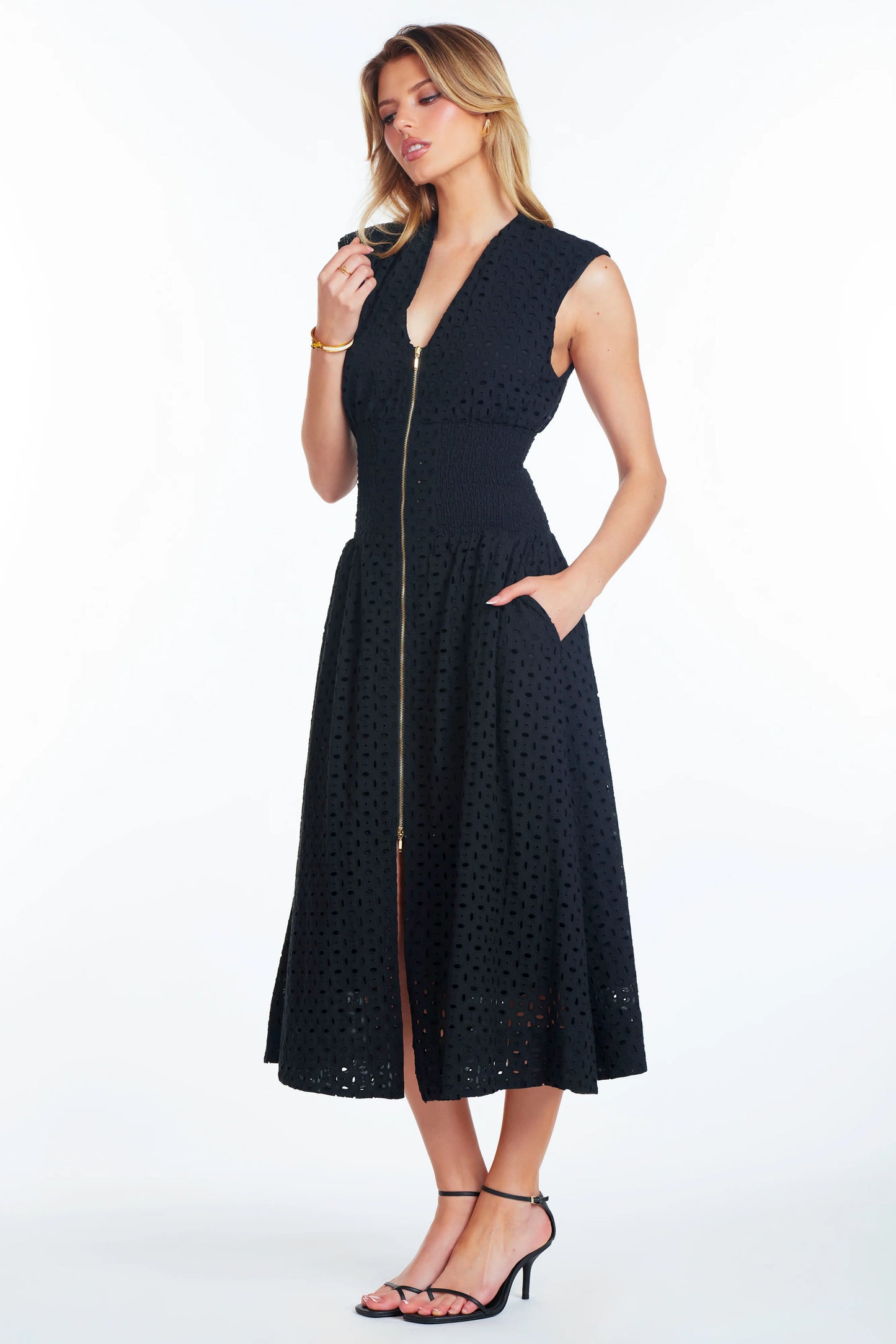 Bishop + Young Zip Front Eyelet Dress