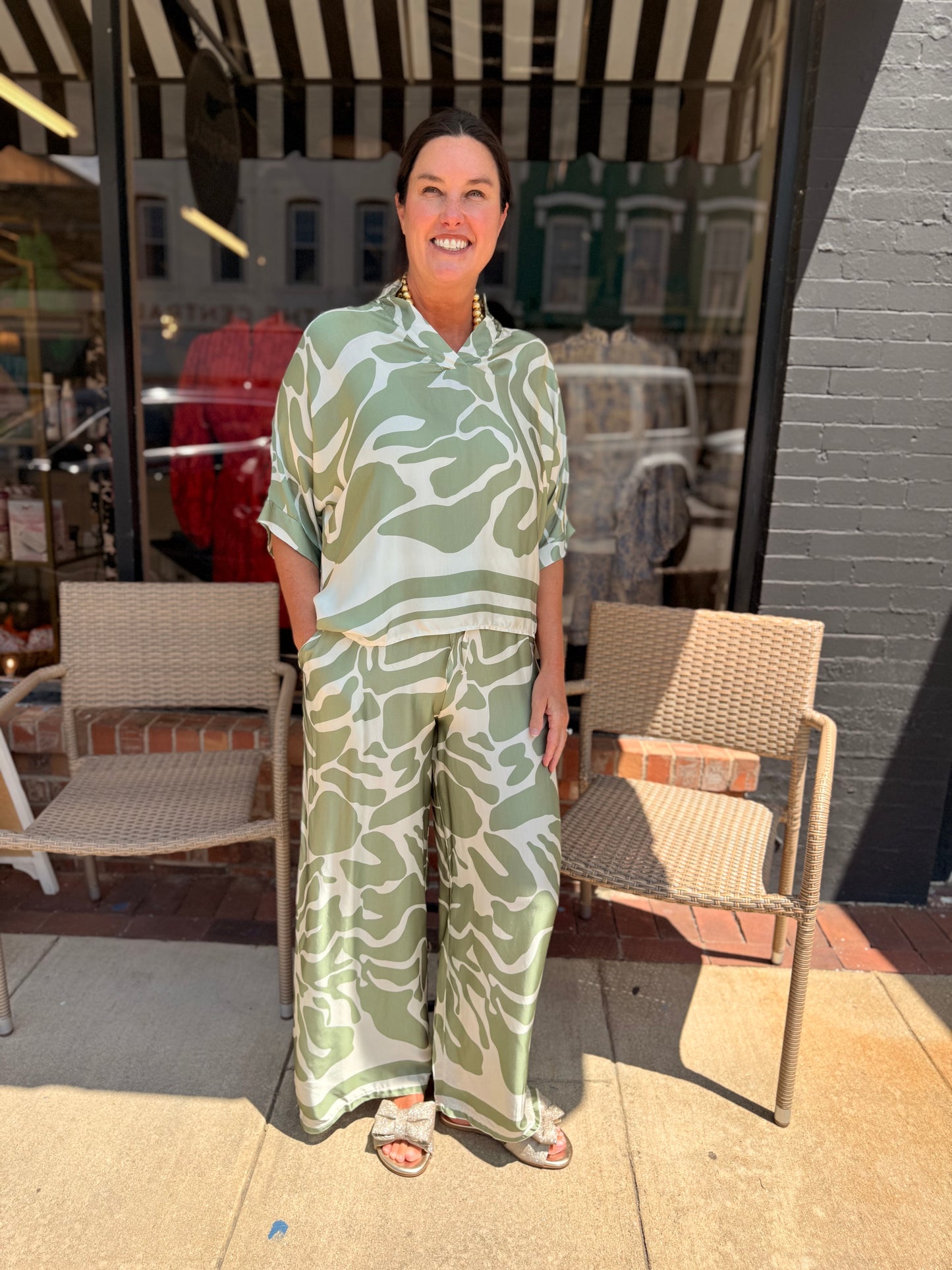 Flora Ashley Silk Sage Pant Set