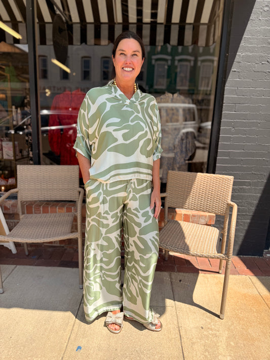 Flora Ashley Silk Sage Pant Set