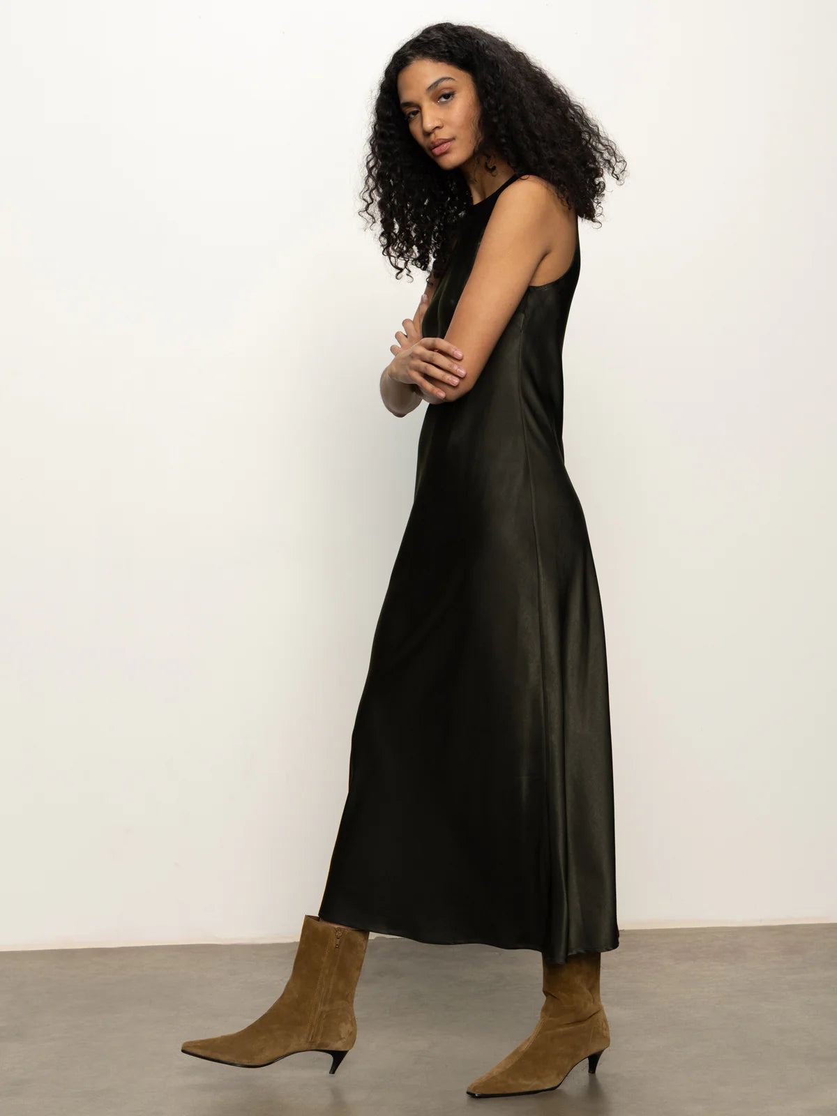 Sanctuary Everyday Sating Dress Black Olive