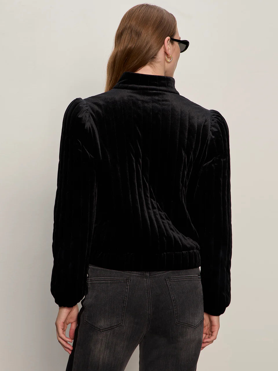 Sanctuary Quilted Velvet Jacket Black