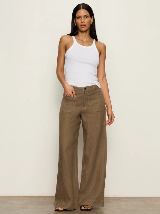 Linen Marine Wide Leg Pant Timber