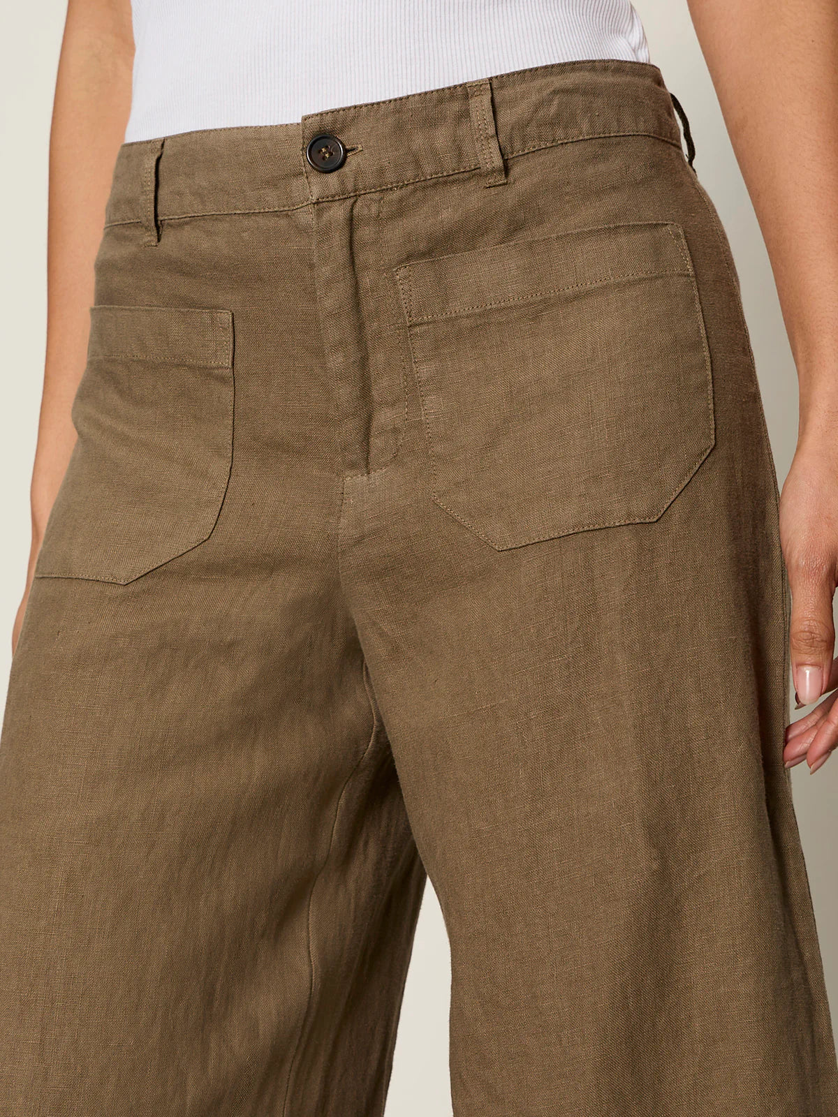 Linen Marine Wide Leg Pant Timber