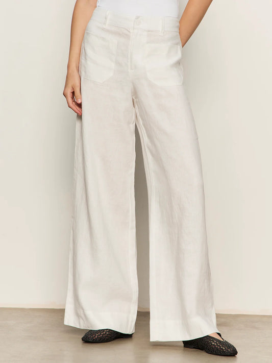 Linen Marine Wide Leg Pant White